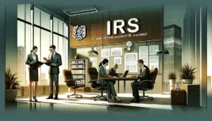 illustration of an IRS Audit Attorney defending business at the IRS