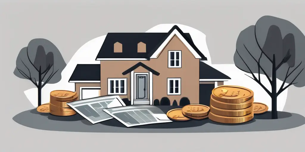 Illustration with money and house